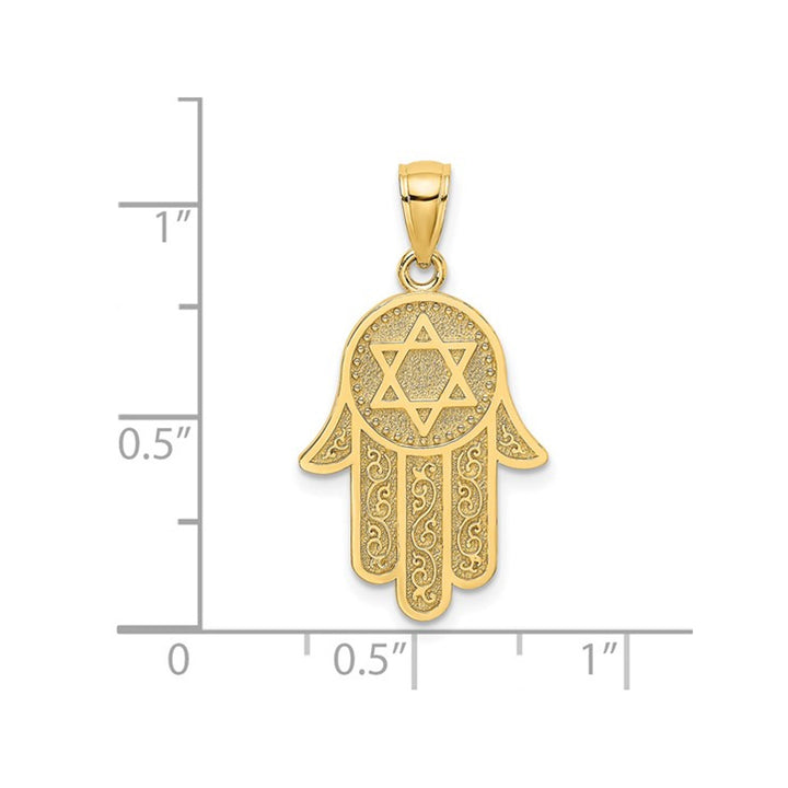 14K Yellow Gold Hamsa with Star of David Pendant (NO CHAIN) Image 3