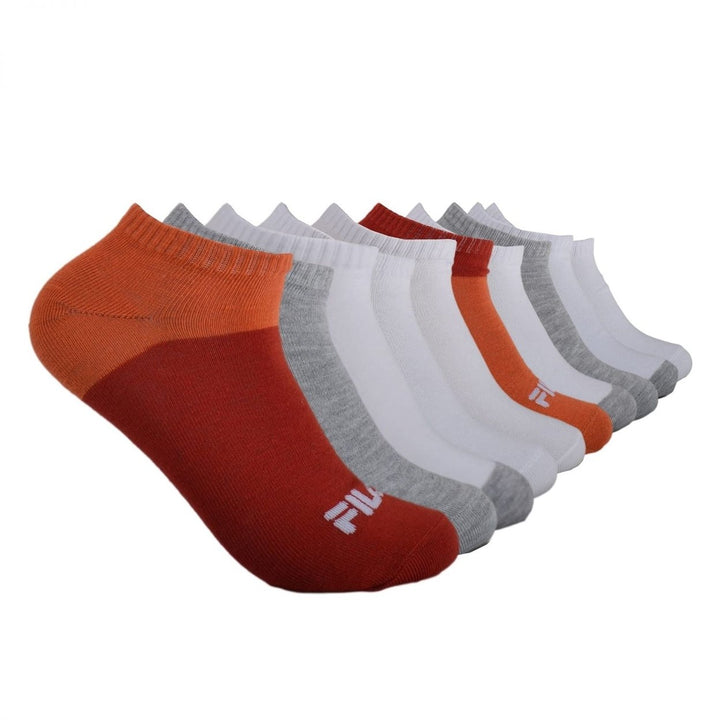 Fila Womens No Show Socks 10 Pack Peach Colorblock One Size Cushioned Comfort Image 1