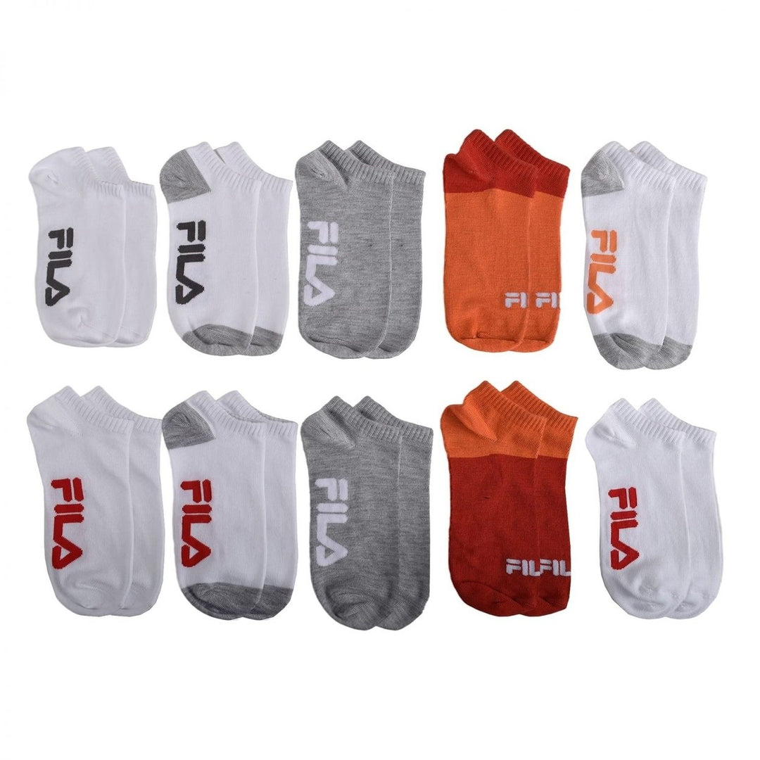 Fila Womens No Show Socks 10 Pack Peach Colorblock One Size Cushioned Comfort Image 2