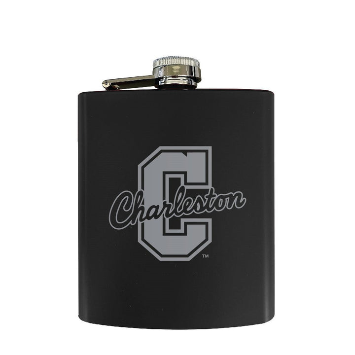 College of Charleston Stainless Steel Etched Flask - Choose Your Color Image 1