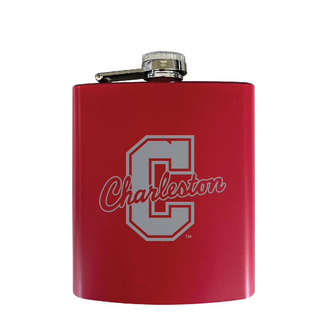 College of Charleston Stainless Steel Etched Flask - Choose Your Color Image 3