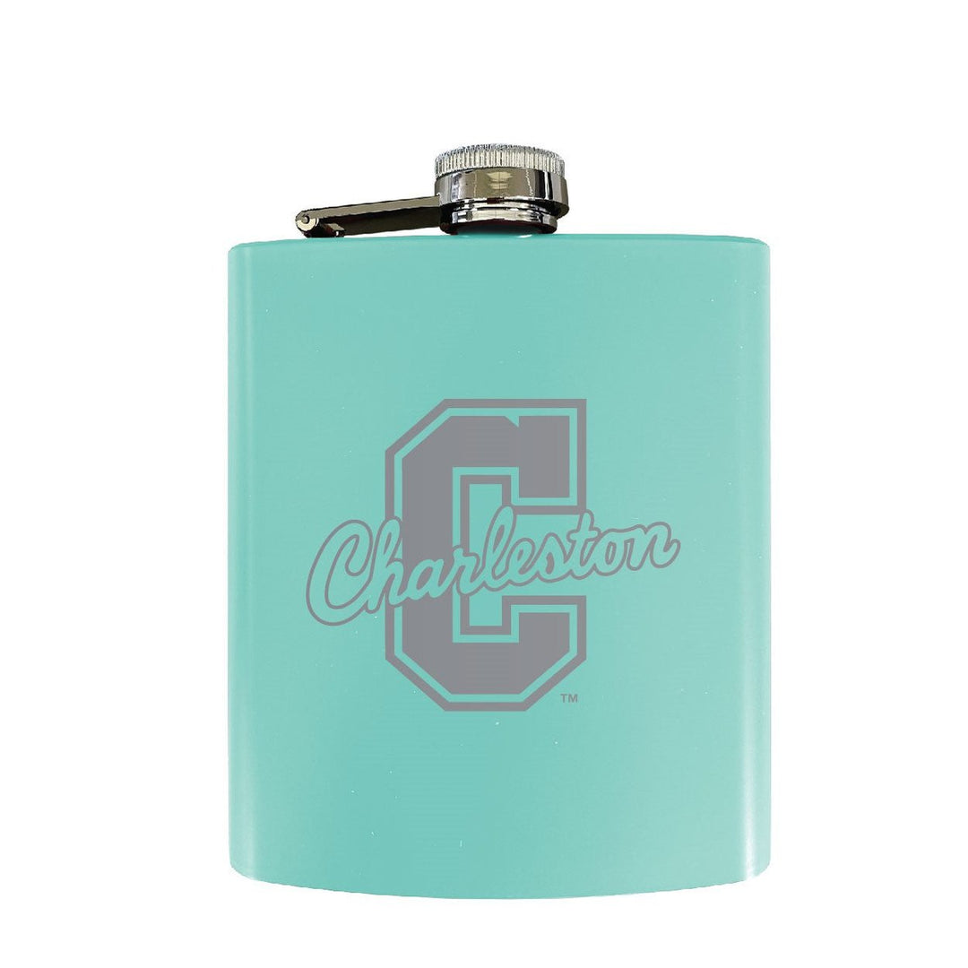 College of Charleston Stainless Steel Etched Flask - Choose Your Color Image 4