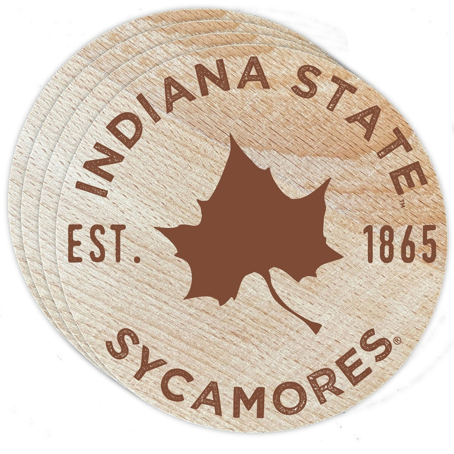 Indiana State University Wood Coaster Engraved 4-Pack Officially Licensed Image 1