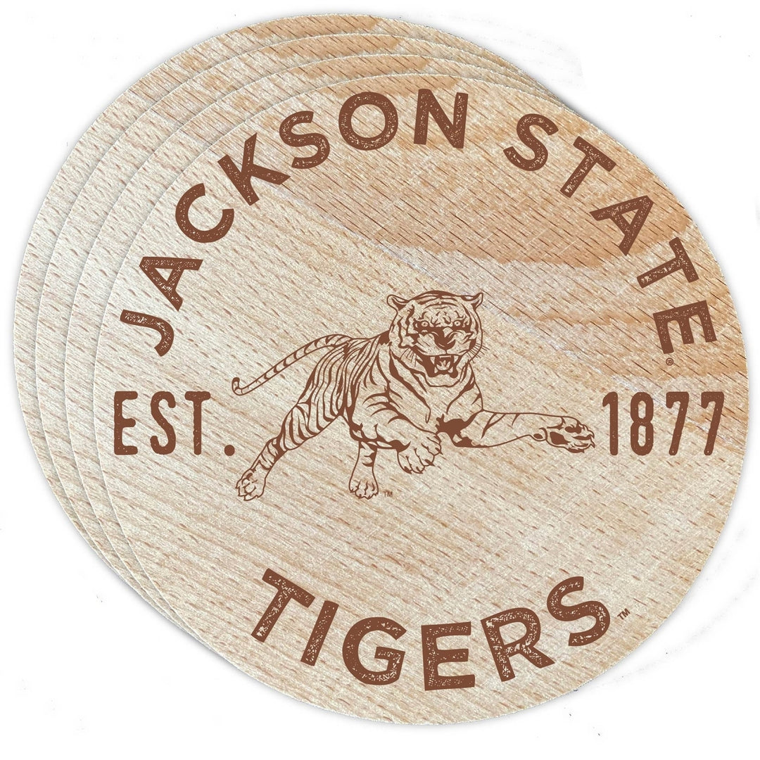 Jackson State University Wood Coaster Engraved 4-Pack Officially Licensed Image 1