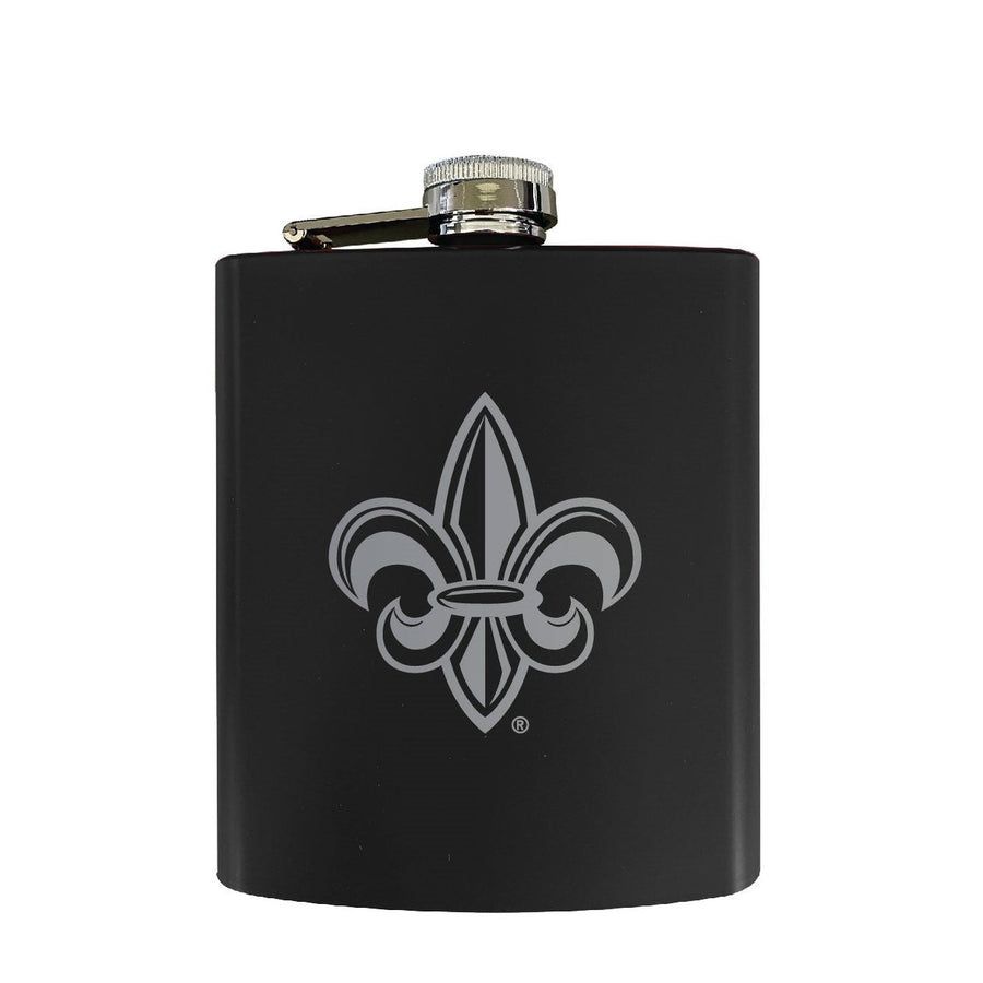 Louisiana at Lafayette Stainless Steel Etched Flask - Choose Your Color Image 1