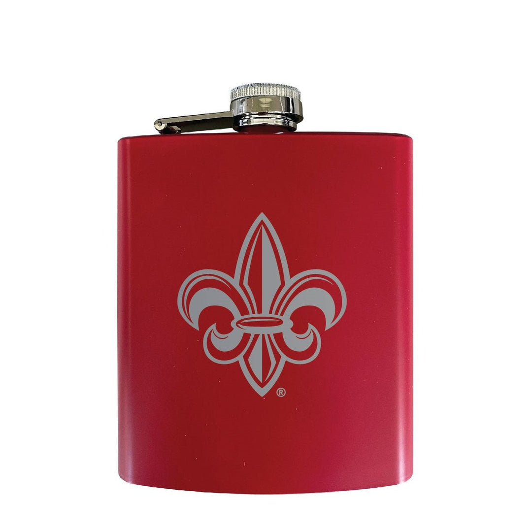 Louisiana at Lafayette Stainless Steel Etched Flask - Choose Your Color Image 2