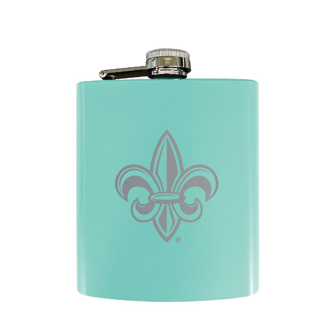 Louisiana at Lafayette Stainless Steel Etched Flask - Choose Your Color Image 1