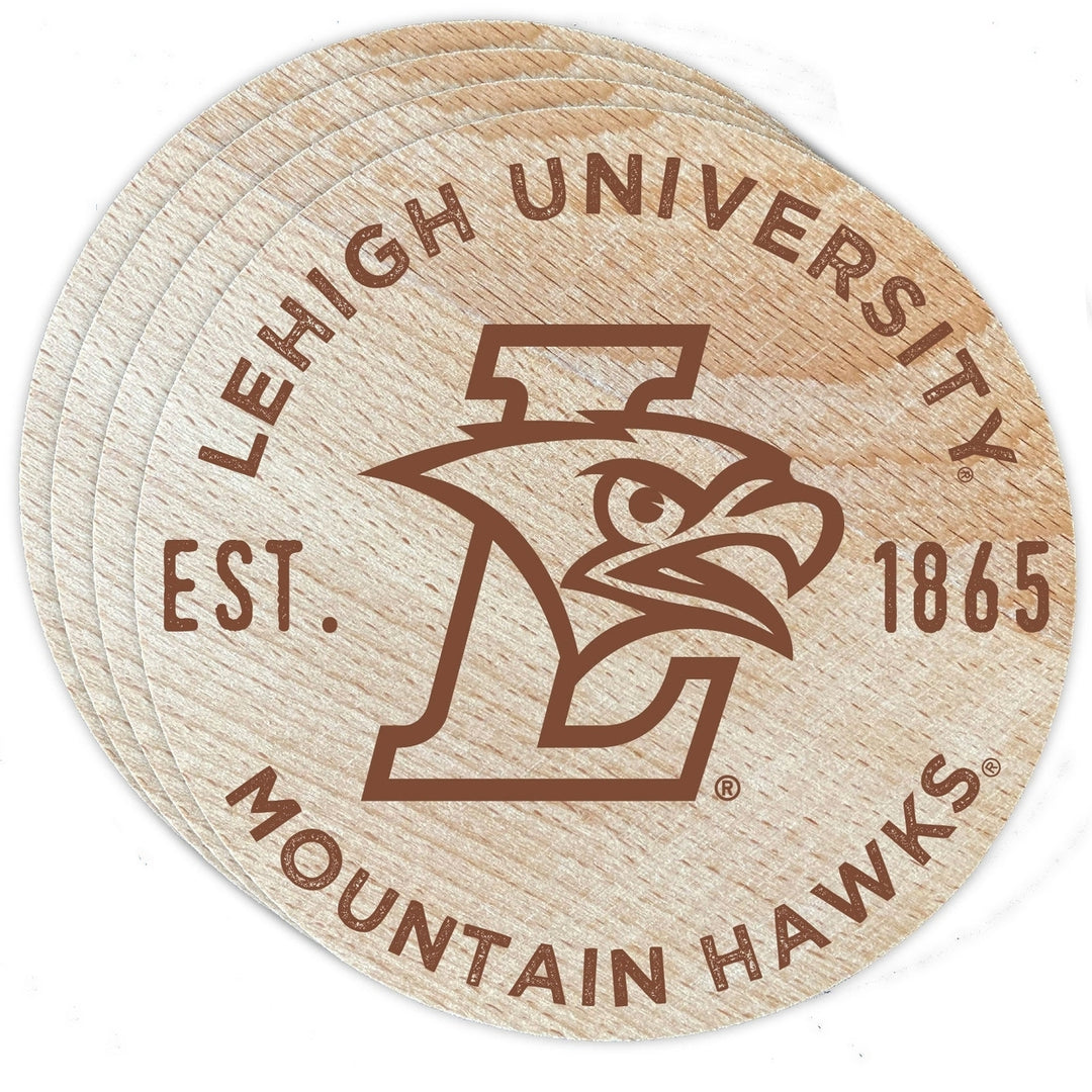 Lehigh University Mountain Hawks Wood Coaster Engraved 4-Pack Officially Licensed Image 1