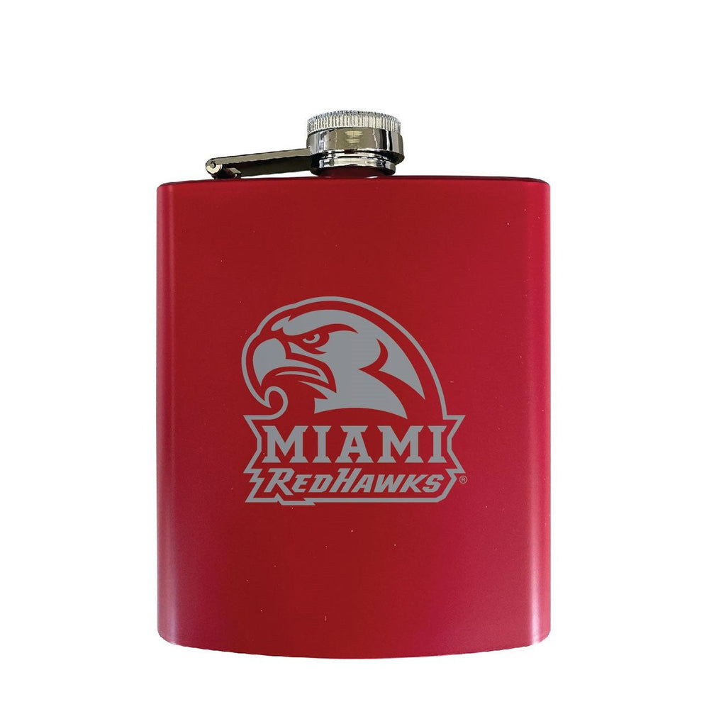 Miami of Ohio Stainless Steel Etched Flask - Choose Your Color Image 2