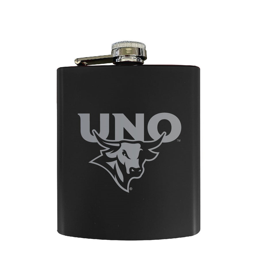 Nebraska at Omaha Stainless Steel Etched Flask - Choose Your Color Image 1