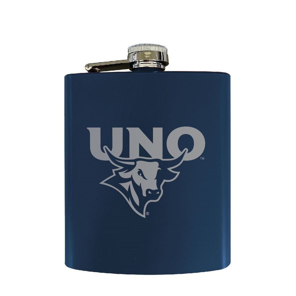 Nebraska at Omaha Stainless Steel Etched Flask - Choose Your Color Image 2