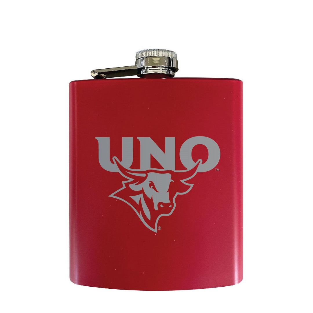 Nebraska at Omaha Stainless Steel Etched Flask - Choose Your Color Image 3