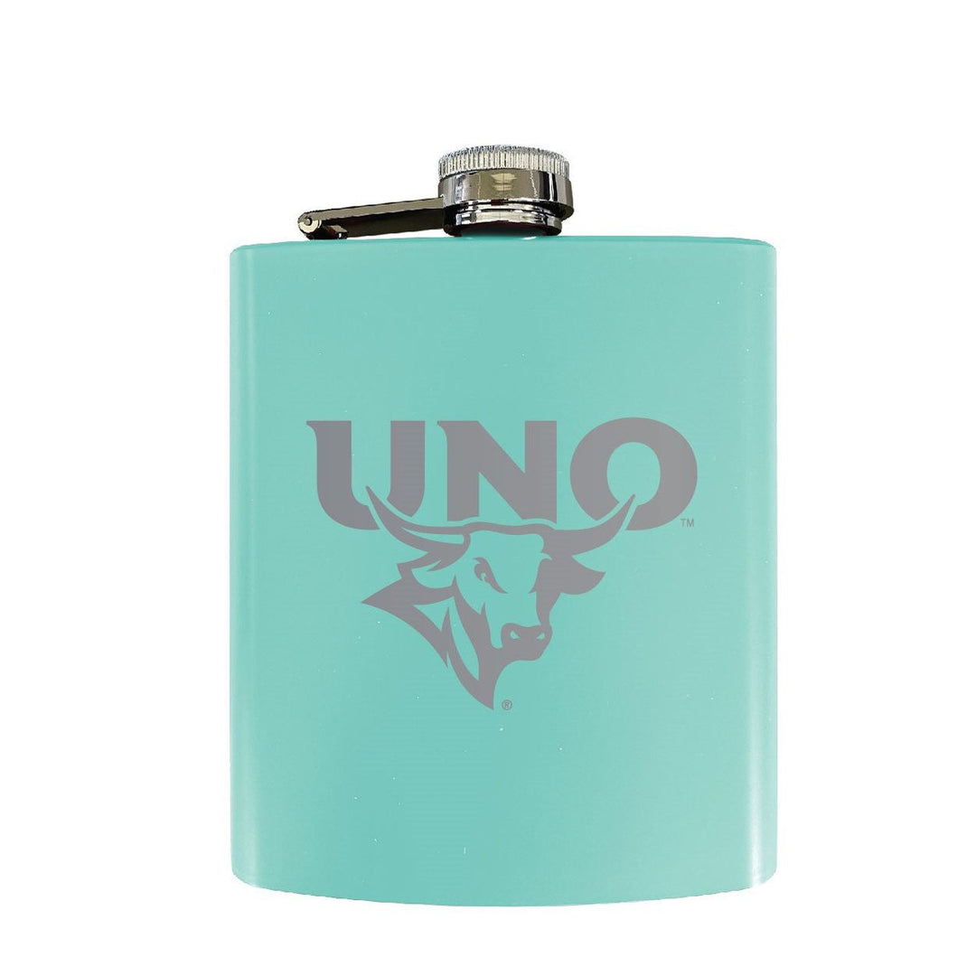 Nebraska at Omaha Stainless Steel Etched Flask - Choose Your Color Image 1