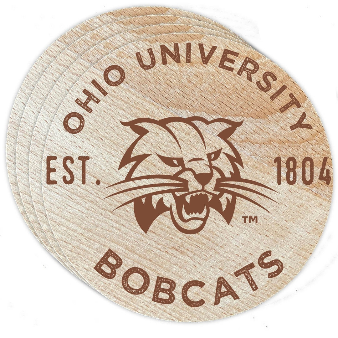 Ohio University Wood Coaster Engraved 4-Pack Officially Licensed Image 1