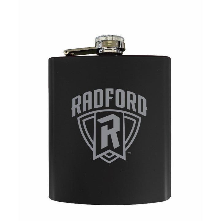 Radford University Highlanders Stainless Steel Etched Flask - Choose Your Color Image 1