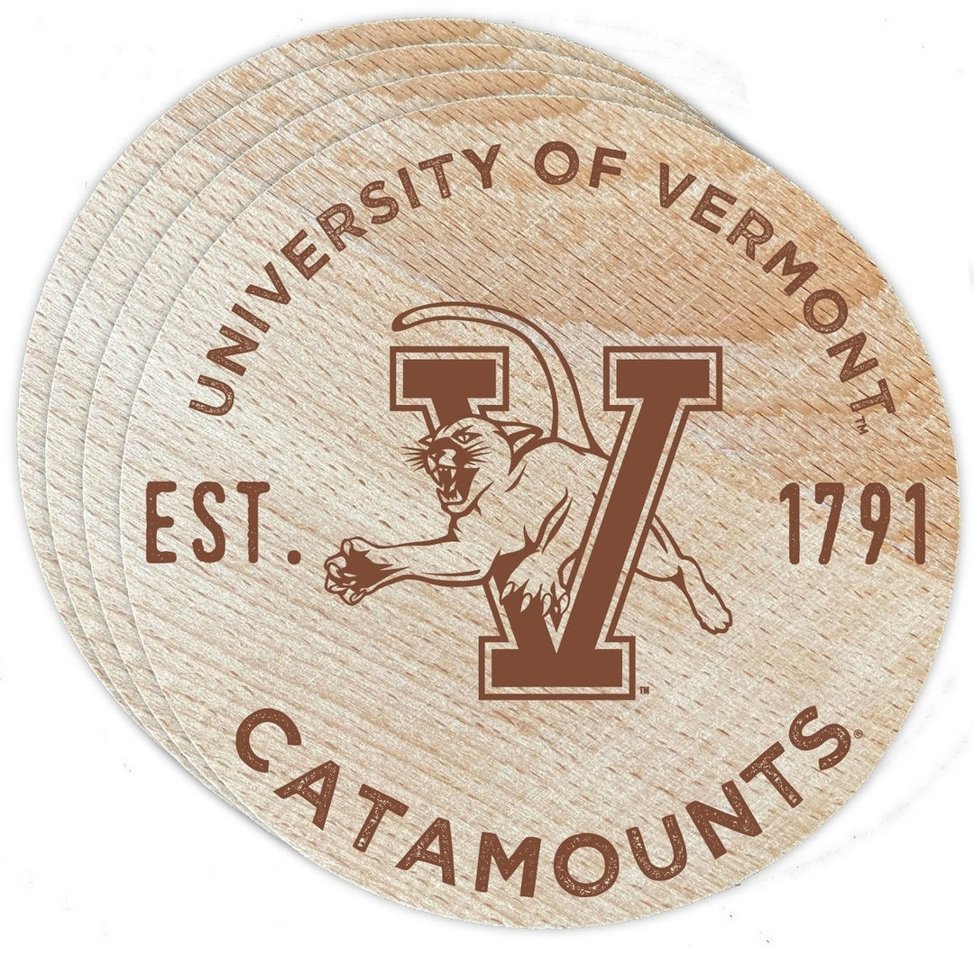 Vermont Catamounts Wood Coaster Engraved 4-Pack Officially Licensed Image 1