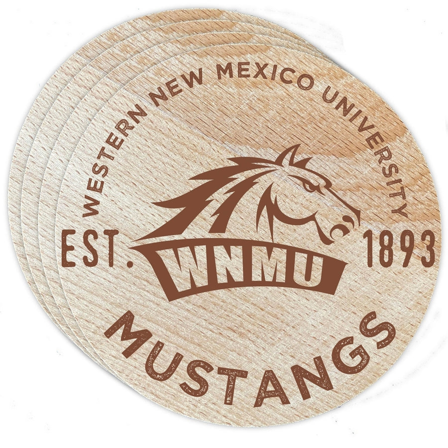 Western Mexico University Wood Coaster Engraved 4-Pack Officially Licensed Image 1