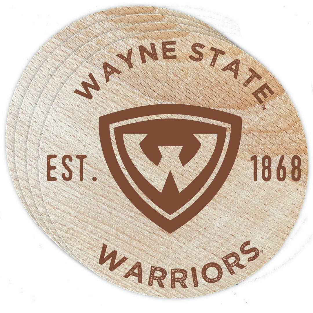 Wayne State Wood Coaster Engraved 4-Pack Officially Licensed Image 1