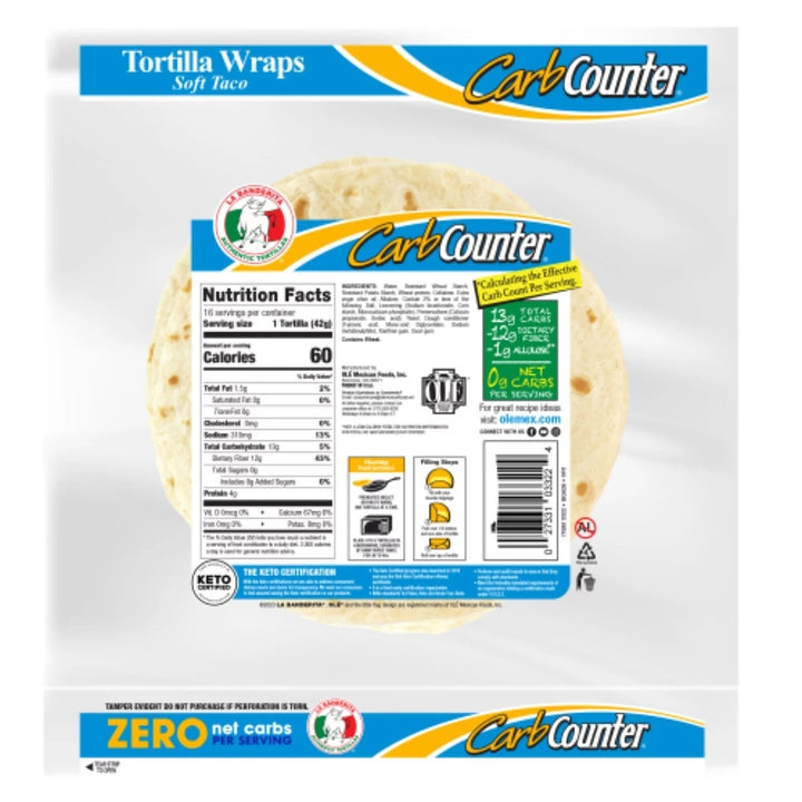 La Banderita Carb Counter Zero Net Carbs Soft Taco16 Count Image 2