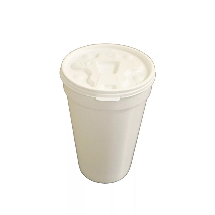 WinCup Plastic Lids for 12-24 oz. Foam Cups Tear Tab + Straw Slot (1000 Count) Image 4