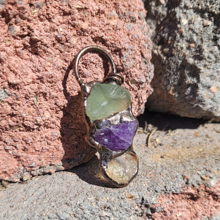 Raw Fluorite Amethyst Citrine Combination Hoop Necklace Vintage Handmade Inlaid Bohemian Natural Gemstone TXL019 Image 3