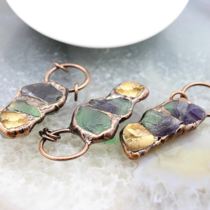 Raw Fluorite Amethyst Citrine Combination Hoop Necklace Vintage Handmade Inlaid Bohemian Natural Gemstone TXL019 Image 6