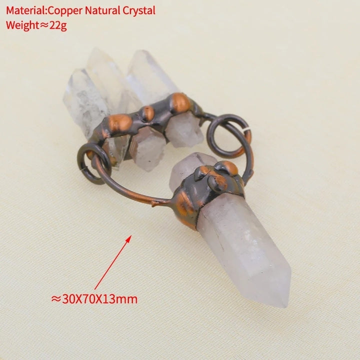 Raw White Clear Quartz Crystal Anchor Unisex Copper Necklace TXL028 Image 10