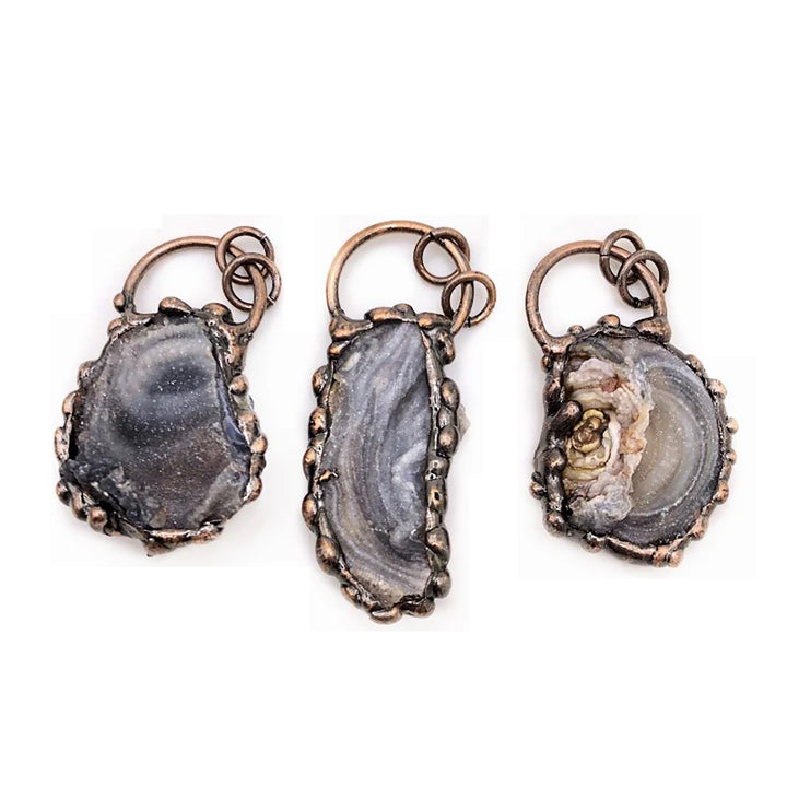 1PC Galaxy Agate Crystal Vintage Boho Natural Rock Quartz Hoop Pendant Necklace TXL017 Image 1