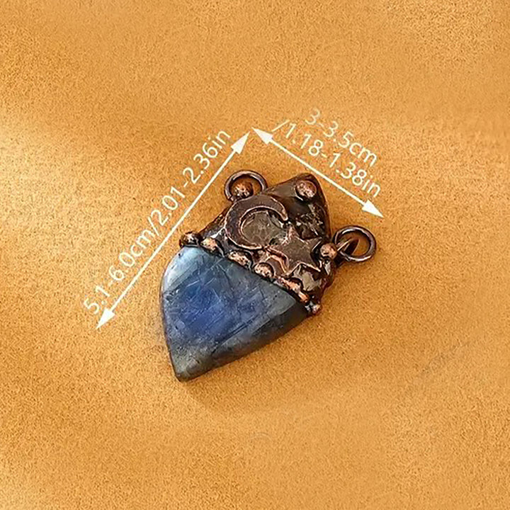 Inlaid Flash Labradorite Moon Star Vintage Boho Gothic Copper Pendant Necklace TXL027 Image 11