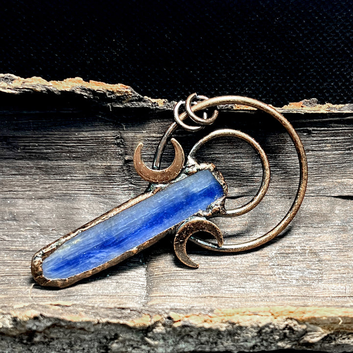 Moon Blue Kyanite Quartz Crystal Double Ring Vintage Boho Copper Necklace TXL015 Image 6