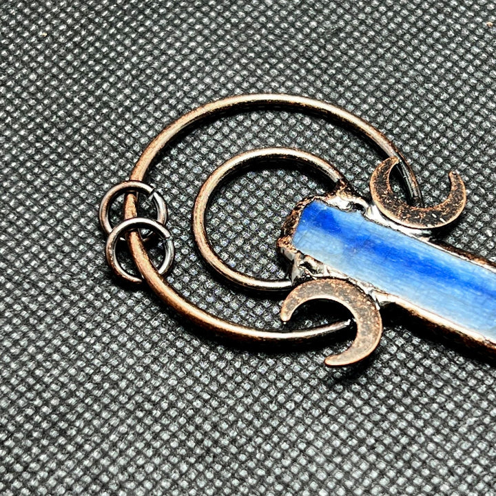 Moon Blue Kyanite Quartz Crystal Double Ring Vintage Boho Copper Necklace TXL015 Image 8