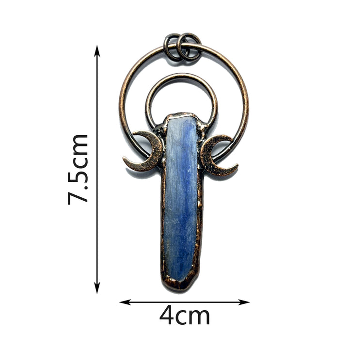 Moon Blue Kyanite Quartz Crystal Double Ring Vintage Boho Copper Necklace TXL015 Image 9