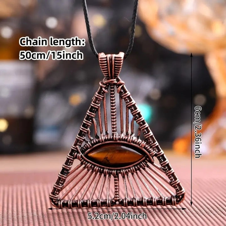 Tigers Eye Triangle Wrapped Vintage Bohemian Tribal Ethnic Necklace Crystal Quartz Healing Energy Gemstone Gifts TXL018 Image 8