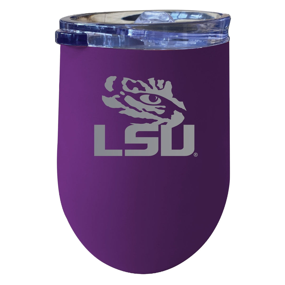 LSU Tigers University 12oz Laser Etched Insulated Wine Stainless Steel Tumbler Image 1