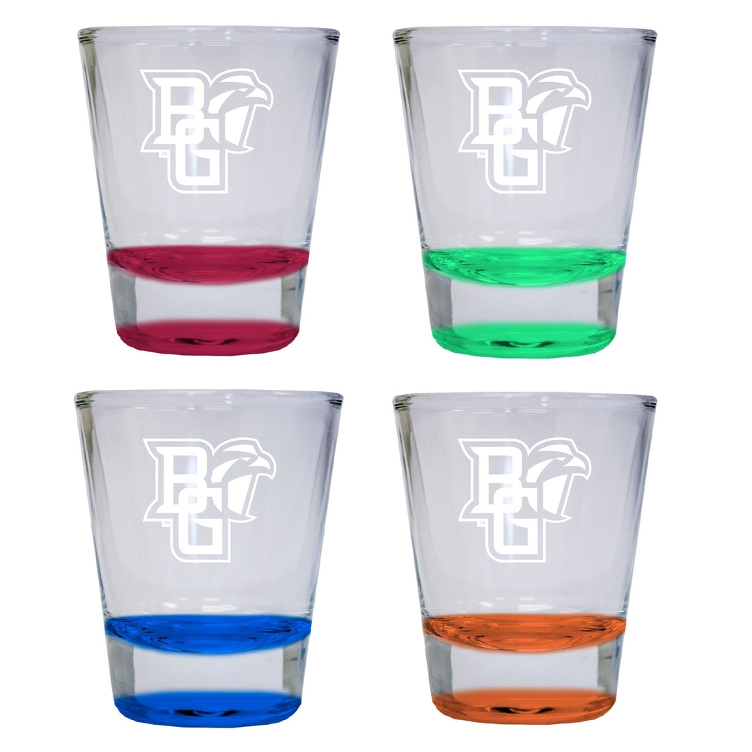 NCAA Bowling Green Falcons Collectors 2oz Laser-Engraved Spirit Shot Glass Red Orange Blue and Green 4-Pack Image 1