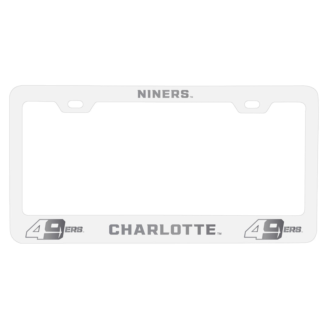 North Carolina Charlotte Forty-Niners NCAA Laser-Engraved Metal License Plate Frame - Choose Black or White Color Image 3