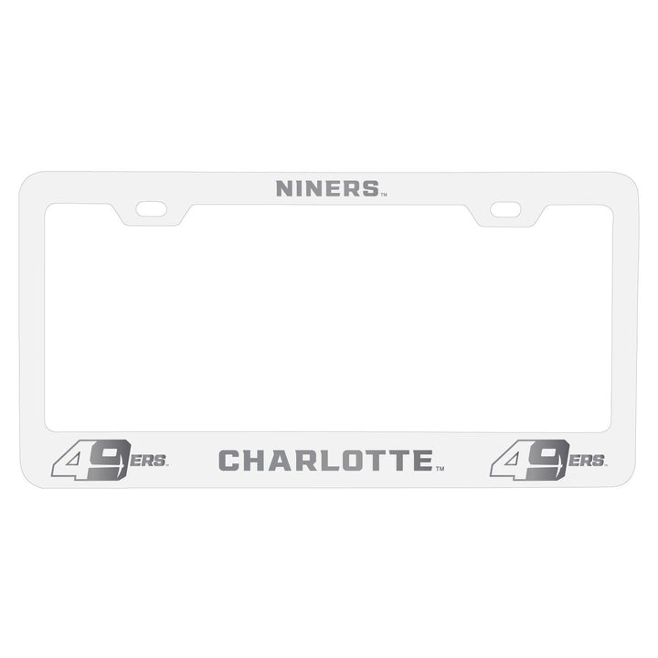 North Carolina Charlotte Forty-Niners NCAA Laser-Engraved Metal License Plate Frame - Choose Black or White Color Image 1