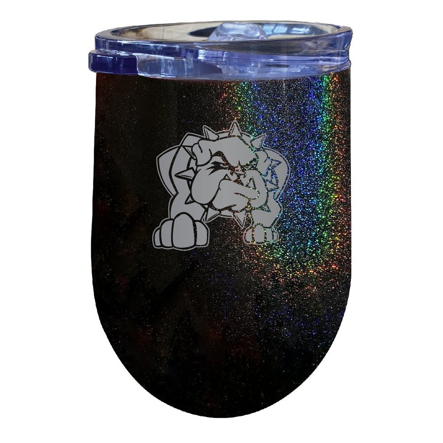 Southwestern Oklahoma State University NCAA Laser-Etched Wine Tumbler - 12oz Rainbow Glitter Black Stainless Steel Image 1