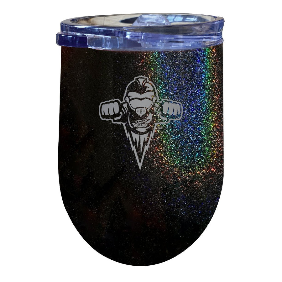 Toledo Rockets NCAA Laser-Etched Wine Tumbler - 12oz Rainbow Glitter Black Stainless Steel Insulated Cup Image 1