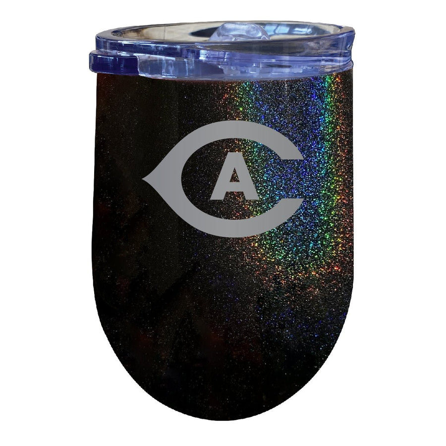 UC Davis Aggies NCAA Laser-Etched Wine Tumbler - 12oz Rainbow Glitter Black Stainless Steel Insulated Cup Image 1