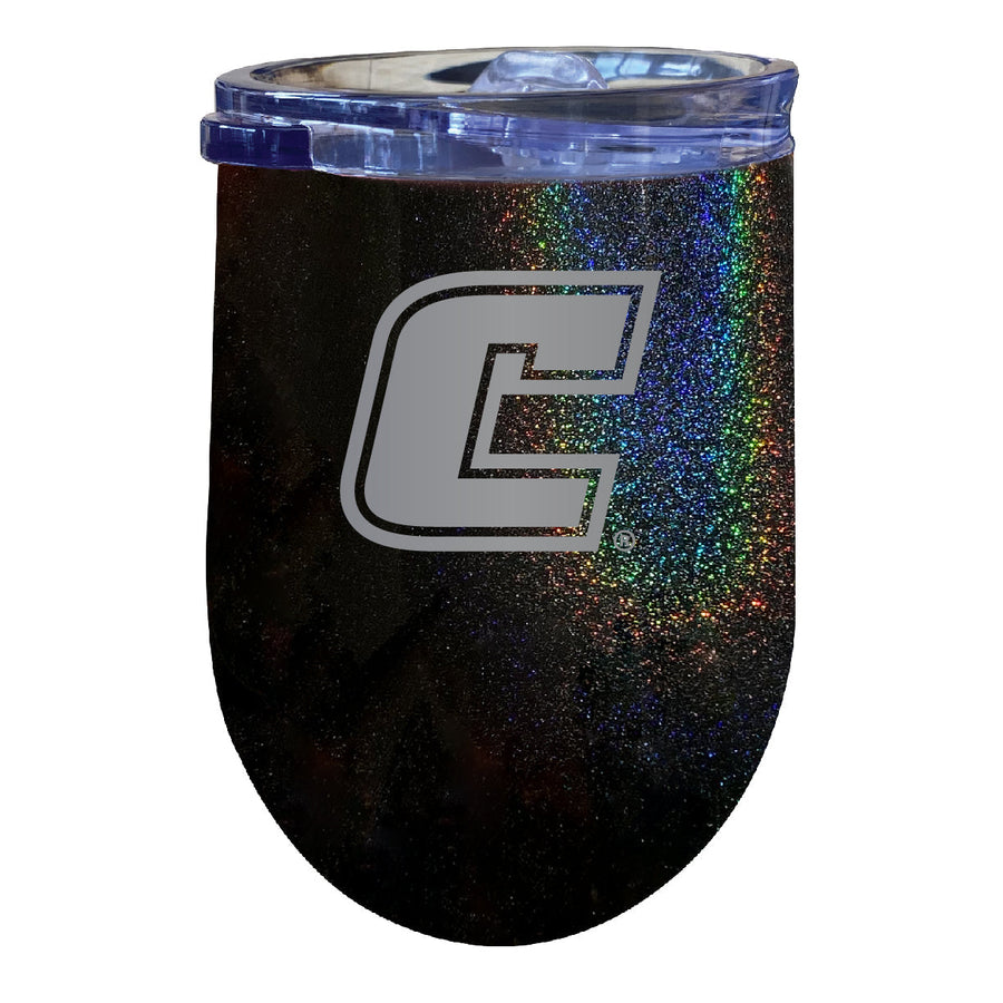 University of Tennessee at Chattanooga NCAA Laser-Etched Wine Tumbler - 12oz Rainbow Glitter Black Stainless Steel Image 1