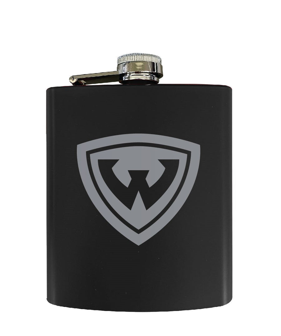 Wayne State Stainless Steel Etched Flask - Choose Your Color Image 1