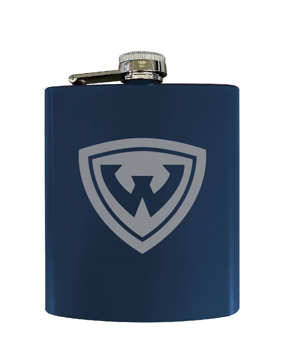 Wayne State Stainless Steel Etched Flask - Choose Your Color Image 2