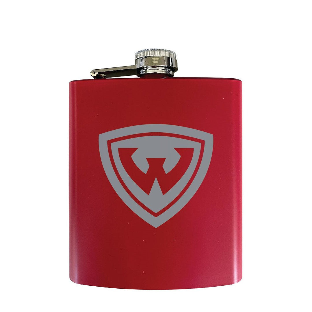 Wayne State Stainless Steel Etched Flask - Choose Your Color Image 3