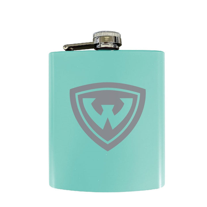 Wayne State Stainless Steel Etched Flask - Choose Your Color Image 4