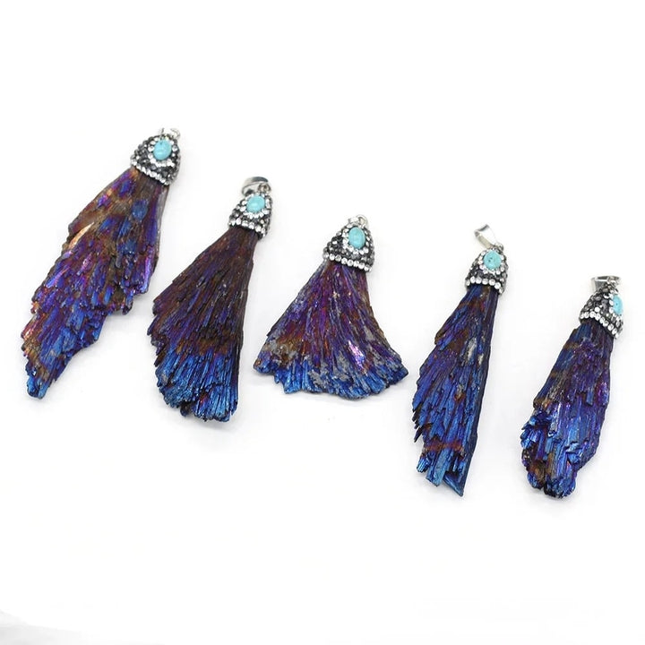 1PC Peacock Tail Tourmaline Vintage Boho Pendant Necklace Crystal Quartz Healing Energy Tribal Ethnic Irregular Shape Image 9