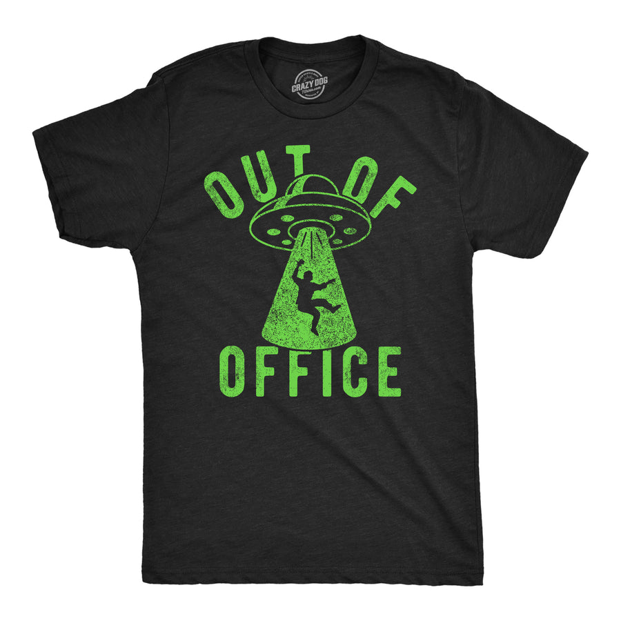 Mens Funny T Shirts Out Of Office UFO Sarcastic Alien Graphic Tee For Men Image 1