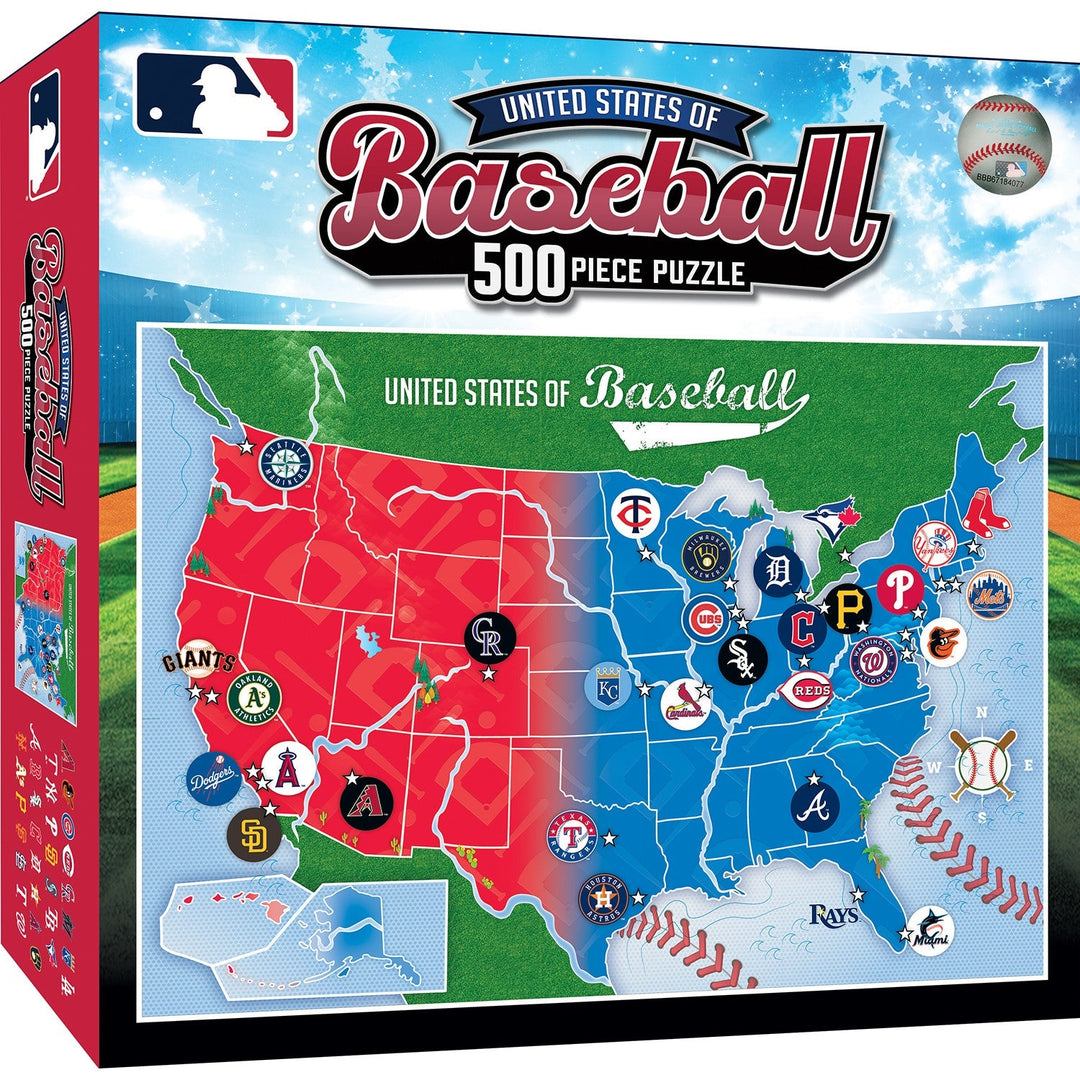 MLB USA Map 500 Piece Jigsaw Puzzle Featuring All 30 Teams Family Fun Game Image 4