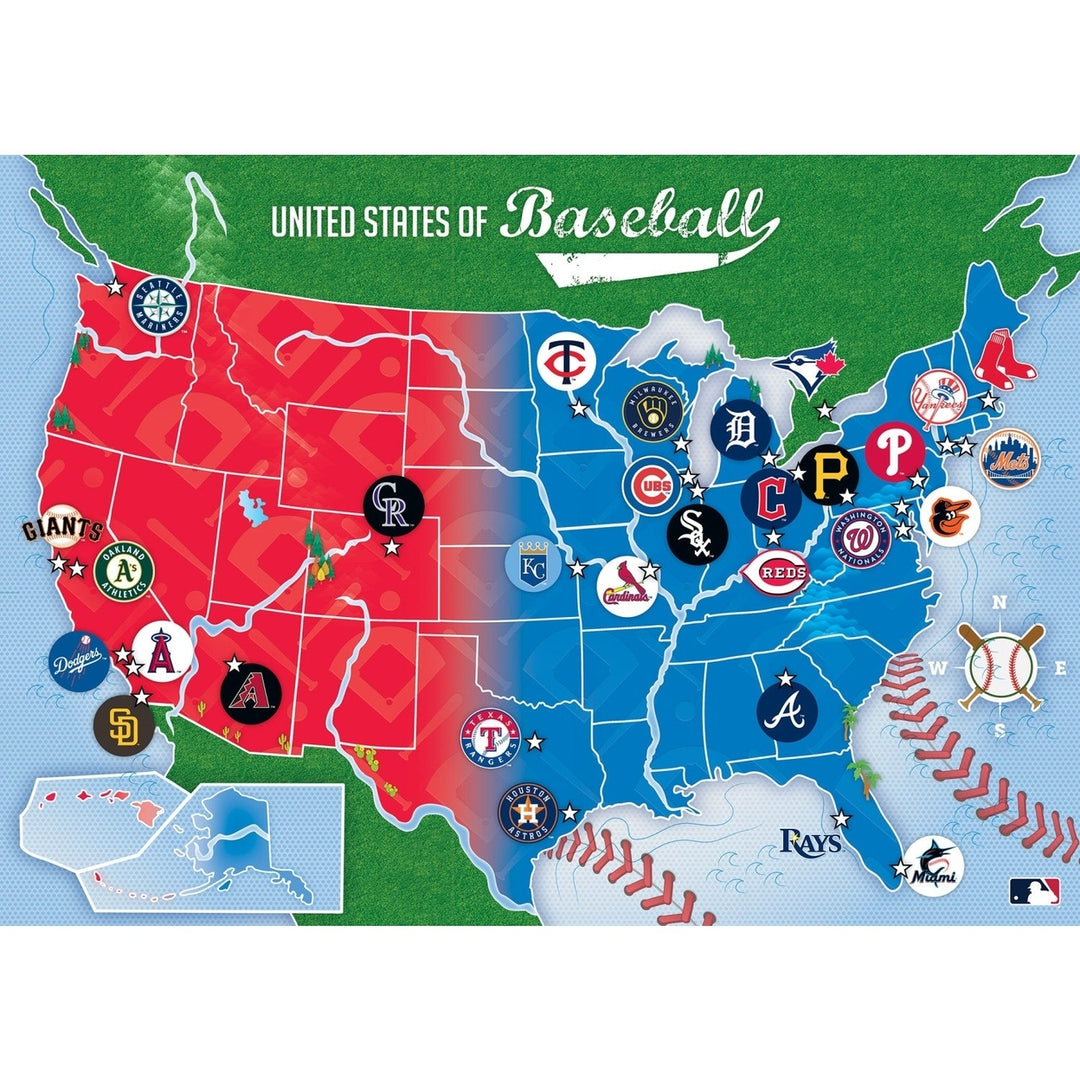 MLB USA Map 500 Piece Jigsaw Puzzle Featuring All 30 Teams Family Fun Game Image 6