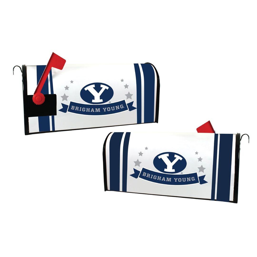 Brigham Young Cougars NCAA Officially Licensed Mailbox Cover Logo and Stripe Design Image 1